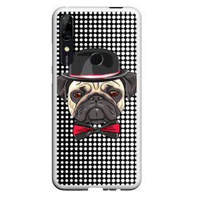 Чехол для Honor P Smart Z с принтом Mr Pug в Курске, Силикон | Область печати: задняя сторона чехла, без боковых панелей | Тематика изображения на принте: animal | dog | pet | pug | puppy | арт | горошек | джентльмен | животные | кружочки | мопс | мопсик | пес | собаки | текстура | французский бульдог