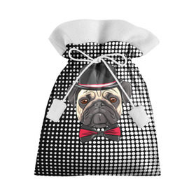 Подарочный 3D мешок с принтом Mr. Pug в Курске, 100% полиэстер | Размер: 29*39 см | Тематика изображения на принте: animal | dog | pet | pug | puppy | арт | горошек | джентльмен | животные | кружочки | мопс | мопсик | пес | собаки | текстура | французский бульдог