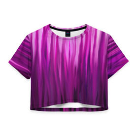 Женская футболка 3D укороченная с принтом фиолетово-черные краски в Курске, 100% полиэстер | круглая горловина, длина футболки до линии талии, рукава с отворотами | color | violet | акварель | краски | полосы | фиолетовый | цвет | черный | ярко
