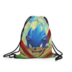 Рюкзак-мешок 3D с принтом Sonic в Курске, 100% полиэстер | плотность ткани — 200 г/м2, размер — 35 х 45 см; лямки — толстые шнурки, застежка на шнуровке, без карманов и подкладки | sega | sonic | sonic mania | ежик | сега | соник