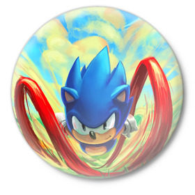Значок с принтом Sonic в Курске,  металл | круглая форма, металлическая застежка в виде булавки | Тематика изображения на принте: sega | sonic | sonic mania | ежик | сега | соник