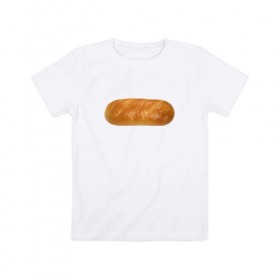 Детская футболка хлопок с принтом Батон белого в Курске, 100% хлопок | круглый вырез горловины, полуприлегающий силуэт, длина до линии бедер | Тематика изображения на принте: батон | хлеб