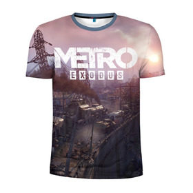 Мужская футболка 3D спортивная с принтом METRO в Курске, 100% полиэстер с улучшенными характеристиками | приталенный силуэт, круглая горловина, широкие плечи, сужается к линии бедра | Тематика изображения на принте: metro | metro exodus | метро