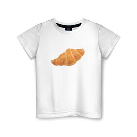 Детская футболка хлопок с принтом Круассан в Курске, 100% хлопок | круглый вырез горловины, полуприлегающий силуэт, длина до линии бедер | Тематика изображения на принте: 
