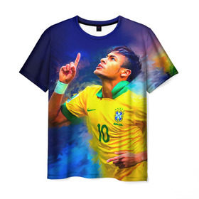 Мужская футболка 3D с принтом Neymar в Курске, 100% полиэфир | прямой крой, круглый вырез горловины, длина до линии бедер | Тематика изображения на принте: neymar | неймар | сборная бразилии