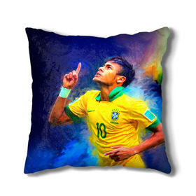 Подушка 3D с принтом Neymar в Курске, наволочка – 100% полиэстер, наполнитель – холлофайбер (легкий наполнитель, не вызывает аллергию). | состоит из подушки и наволочки. Наволочка на молнии, легко снимается для стирки | neymar | неймар | сборная бразилии