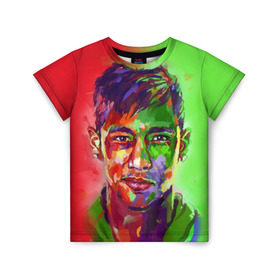 Детская футболка 3D с принтом Neymar в Курске, 100% гипоаллергенный полиэфир | прямой крой, круглый вырез горловины, длина до линии бедер, чуть спущенное плечо, ткань немного тянется | neymar | неймар | сборная бразилии
