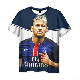 Мужская футболка 3D с принтом Neymar в Курске, 100% полиэфир | прямой крой, круглый вырез горловины, длина до линии бедер | Тематика изображения на принте: neymar | psg | неймар | псж | сборная бразилии