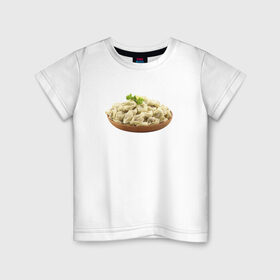 Детская футболка хлопок с принтом Пельмени на тарелке в Курске, 100% хлопок | круглый вырез горловины, полуприлегающий силуэт, длина до линии бедер | 