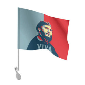 Флаг для автомобиля с принтом Фидель Кастро в Курске, 100% полиэстер | Размер: 30*21 см | cuba | fidel | диктатор | коммунизм | куба | президент | фидель