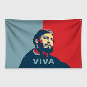 Флаг-баннер с принтом Фидель Кастро в Курске, 100% полиэстер | размер 67 х 109 см, плотность ткани — 95 г/м2; по краям флага есть четыре люверса для крепления | cuba | fidel | диктатор | коммунизм | куба | президент | фидель