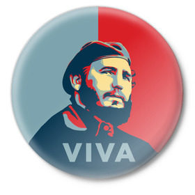 Значок с принтом Фидель Кастро в Курске,  металл | круглая форма, металлическая застежка в виде булавки | cuba | fidel | диктатор | коммунизм | куба | президент | фидель