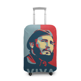 Чехол для чемодана 3D с принтом Фидель Кастро в Курске, 86% полиэфир, 14% спандекс | двустороннее нанесение принта, прорези для ручек и колес | cuba | fidel | диктатор | коммунизм | куба | президент | фидель