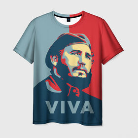 Мужская футболка 3D с принтом Фидель Кастро в Курске, 100% полиэфир | прямой крой, круглый вырез горловины, длина до линии бедер | cuba | fidel | диктатор | коммунизм | куба | президент | фидель