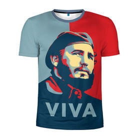 Мужская футболка 3D спортивная с принтом Фидель Кастро в Курске, 100% полиэстер с улучшенными характеристиками | приталенный силуэт, круглая горловина, широкие плечи, сужается к линии бедра | cuba | fidel | диктатор | коммунизм | куба | президент | фидель