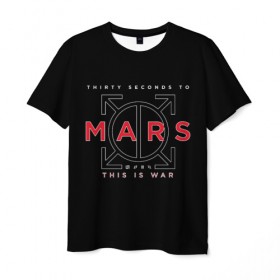 Мужская футболка 3D с принтом 30 Seconds to Mars в Курске, 100% полиэфир | прямой крой, круглый вырез горловины, длина до линии бедер | группа | марс | надпись | рок | черный