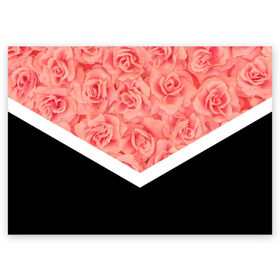 Поздравительная открытка с принтом Розы (в цвете) в Курске, 100% бумага | плотность бумаги 280 г/м2, матовая, на обратной стороне линовка и место для марки
 | Тематика изображения на принте: flowers | абстракция | растения | розовы | розы | треугольник | цветы | черно белый