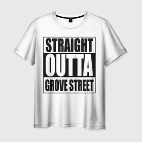 Мужская футболка 3D с принтом Straight Outta Grove Street в Курске, 100% полиэфир | прямой крой, круглый вырез горловины, длина до линии бедер | grand the auto | grove street | gta | san andreas | straight outta grove street