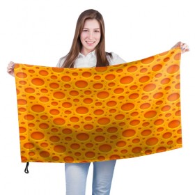 Флаг 3D с принтом Сыр в Курске, 100% полиэстер | плотность ткани — 95 г/м2, размер — 67 х 109 см. Принт наносится с одной стороны | еда | сыр