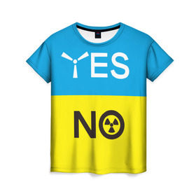 Женская футболка 3D с принтом За чистую энергию! в Курске, 100% полиэфир ( синтетическое хлопкоподобное полотно) | прямой крой, круглый вырез горловины, длина до линии бедер | 