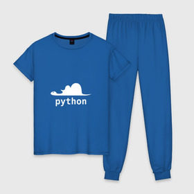 Женская пижама хлопок с принтом Питон - язык программирования в Курске, 100% хлопок | брюки и футболка прямого кроя, без карманов, на брюках мягкая резинка на поясе и по низу штанин | php | python | питон | программирование | слон