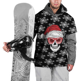 Накидка на куртку 3D с принтом Santa Skull хипстер в Курске, 100% полиэстер |  | Тематика изображения на принте: дед мороз | новогодний | паттерн | санта | снег | снежинки