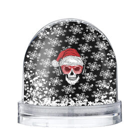 Снежный шар с принтом Santa Skull хипстер в Курске, Пластик | Изображение внутри шара печатается на глянцевой фотобумаге с двух сторон | дед мороз | новогодний | паттерн | санта | снег | снежинки