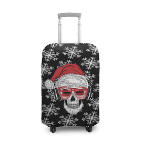 Чехол для чемодана 3D с принтом Santa Skull хипстер в Курске, 86% полиэфир, 14% спандекс | двустороннее нанесение принта, прорези для ручек и колес | дед мороз | новогодний | паттерн | санта | снег | снежинки