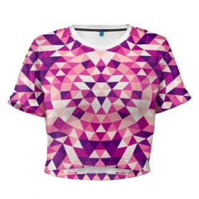 Женская футболка 3D укороченная с принтом Geometric pattern в Курске, 100% полиэстер | круглая горловина, длина футболки до линии талии, рукава с отворотами | абстракция | паттерн | узор