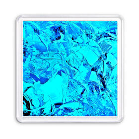 Магнит 55*55 с принтом Голубые краски в Курске, Пластик | Размер: 65*65 мм; Размер печати: 55*55 мм | watercolor | абстракция красок | акварель | брызги красок | краска | потертость красок