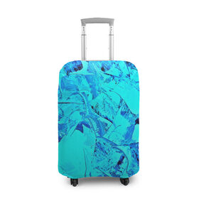 Чехол для чемодана 3D с принтом Голубые краски в Курске, 86% полиэфир, 14% спандекс | двустороннее нанесение принта, прорези для ручек и колес | watercolor | абстракция красок | акварель | брызги красок | краска | потертость красок