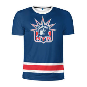 Мужская футболка 3D спортивная с принтом New York Rangers 2017 в Курске, 100% полиэстер с улучшенными характеристиками | приталенный силуэт, круглая горловина, широкие плечи, сужается к линии бедра | new york rangers | nhl | спорт | хоккей