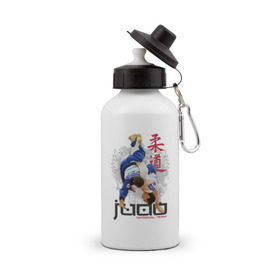 Бутылка спортивная с принтом Дзюдо в Курске, металл | емкость — 500 мл, в комплекте две пластиковые крышки и карабин для крепления | Тематика изображения на принте: judo | борьба | единоборство