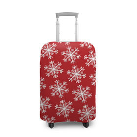 Чехол для чемодана 3D с принтом Новогодние Снежинки в Курске, 86% полиэфир, 14% спандекс | двустороннее нанесение принта, прорези для ручек и колес | дед | дед морозо | клаус | новый год | подарки | санта | санта клаус | снег | снеговик | снежинки | холод