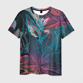 Мужская футболка 3D с принтом Авангард страсти в Курске, 100% полиэфир | прямой крой, круглый вырез горловины, длина до линии бедер | Тематика изображения на принте: красный | линии | синий | цвет | яркий