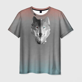 Мужская футболка 3D с принтом Wolf Geometric в Курске, 100% полиэфир | прямой крой, круглый вырез горловины, длина до линии бедер | 