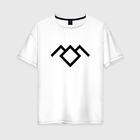 Женская футболка хлопок Oversize с принтом Твин Пикс лого в Курске, 100% хлопок | свободный крой, круглый ворот, спущенный рукав, длина до линии бедер
 | twin peaks | агент купер | совы не то чем кажутся | черный вигвам