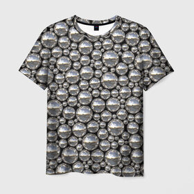 Мужская футболка 3D с принтом Серебряные шары в Курске, 100% полиэфир | прямой крой, круглый вырез горловины, длина до линии бедер | Тематика изображения на принте: серебро | шар | шарики | шары