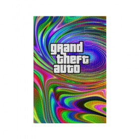 Обложка для паспорта матовая кожа с принтом Grand Theft Auto в Курске, натуральная матовая кожа | размер 19,3 х 13,7 см; прозрачные пластиковые крепления | color | game | gta | абстракция | игра | игрок | линии | узор | цвет
