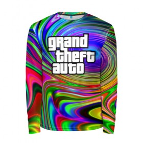 Мужской лонгслив 3D с принтом Grand Theft Auto в Курске, 100% полиэстер | длинные рукава, круглый вырез горловины, полуприлегающий силуэт | color | game | gta | абстракция | игра | игрок | линии | узор | цвет