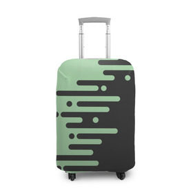Чехол для чемодана 3D с принтом Геометрический Инь Янь в Курске, 86% полиэфир, 14% спандекс | двустороннее нанесение принта, прорези для ручек и колес | геометрия | зеленый | линии | полосы | фисташковый | черный