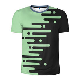 Мужская футболка 3D спортивная с принтом Геометрический Инь Янь в Курске, 100% полиэстер с улучшенными характеристиками | приталенный силуэт, круглая горловина, широкие плечи, сужается к линии бедра | геометрия | зеленый | линии | полосы | фисташковый | черный