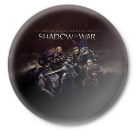 Значок с принтом Shadow of War 2 в Курске,  металл | круглая форма, металлическая застежка в виде булавки | lord of the rings