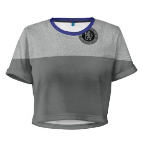 Женская футболка 3D укороченная с принтом Chelsea - Vintage style в Курске, 100% полиэстер | круглая горловина, длина футболки до линии талии, рукава с отворотами | челси