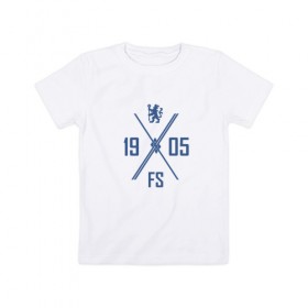 Детская футболка хлопок с принтом Chelsea - 1905 FS в Курске, 100% хлопок | круглый вырез горловины, полуприлегающий силуэт, длина до линии бедер | 0x000000123 | 1905 | chelsea | fs | light blue | футбол | челси