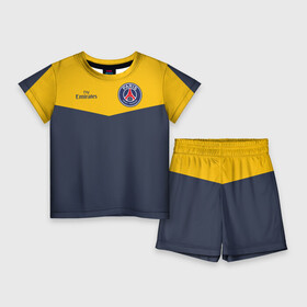 Детский костюм с шортами 3D с принтом Paris Saint Germain  Navy Yellow (Collections 2022) в Курске,  |  | paris saint germain | psg | псж