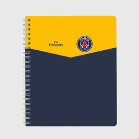 Тетрадь с принтом Paris Saint-Germain - Navy Yellow (Collections 2018) в Курске, 100% бумага | 48 листов, плотность листов — 60 г/м2, плотность картонной обложки — 250 г/м2. Листы скреплены сбоку удобной пружинной спиралью. Уголки страниц и обложки скругленные. Цвет линий — светло-серый
 | paris saint germain | psg | псж