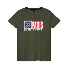 Женская футболка хлопок с принтом Paris Saint-Germain - New collections 2018 в Курске, 100% хлопок | прямой крой, круглый вырез горловины, длина до линии бедер, слегка спущенное плечо | psg | псж