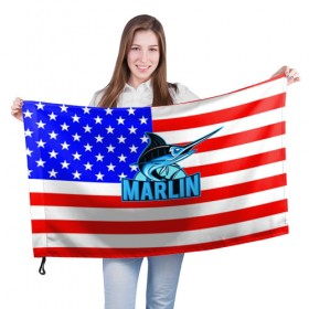 Флаг 3D с принтом Marlin USA в Курске, 100% полиэстер | плотность ткани — 95 г/м2, размер — 67 х 109 см. Принт наносится с одной стороны | 
