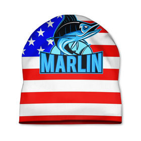 Шапка 3D с принтом Marlin USA в Курске, 100% полиэстер | универсальный размер, печать по всей поверхности изделия | 